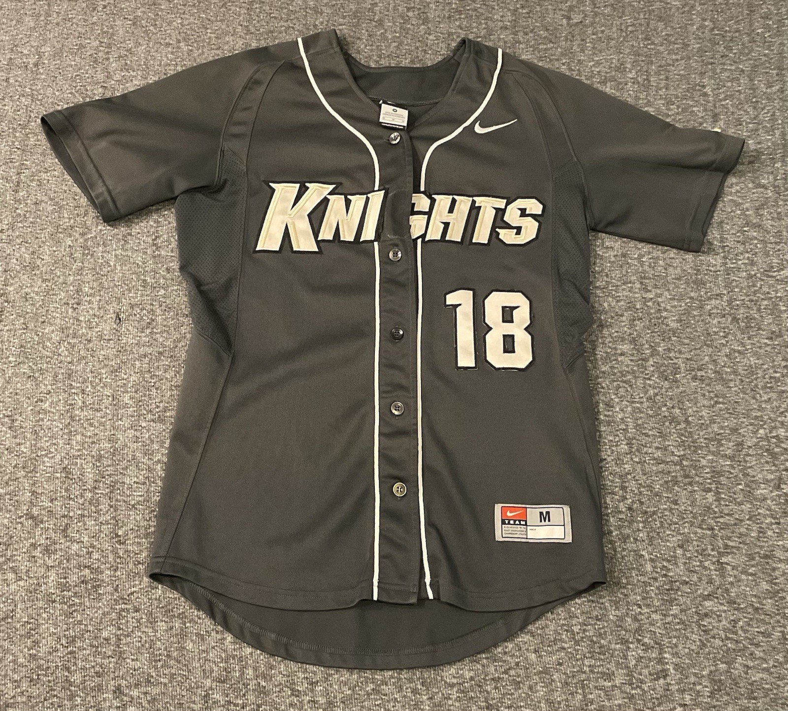 Nike UCF Knights Gray Baseball Jersey Mens Medium 