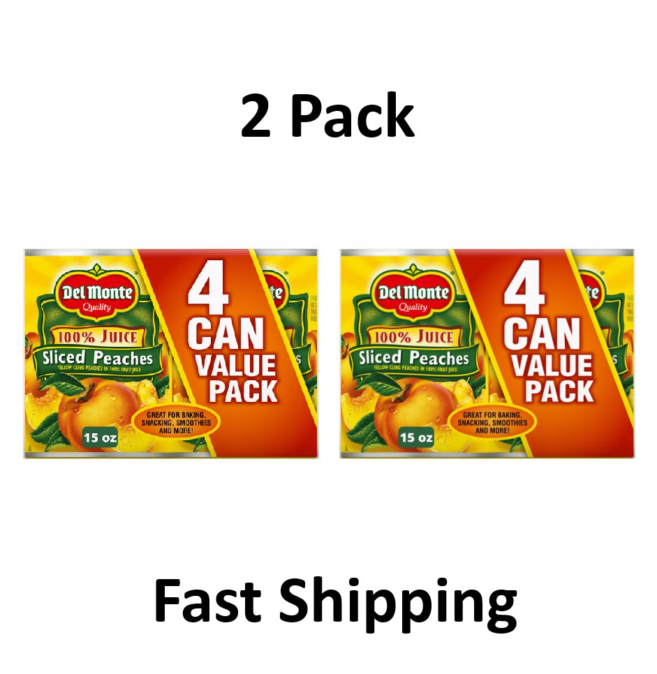 Yellow Cling Sliced peaches in 100% Juice 15 oz Can Pack of 4 – 2 Packs