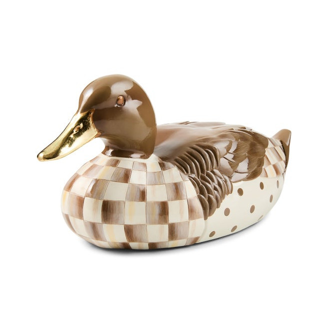 Mackenzie-Childs Mocha Check Mallard Duck Figurine