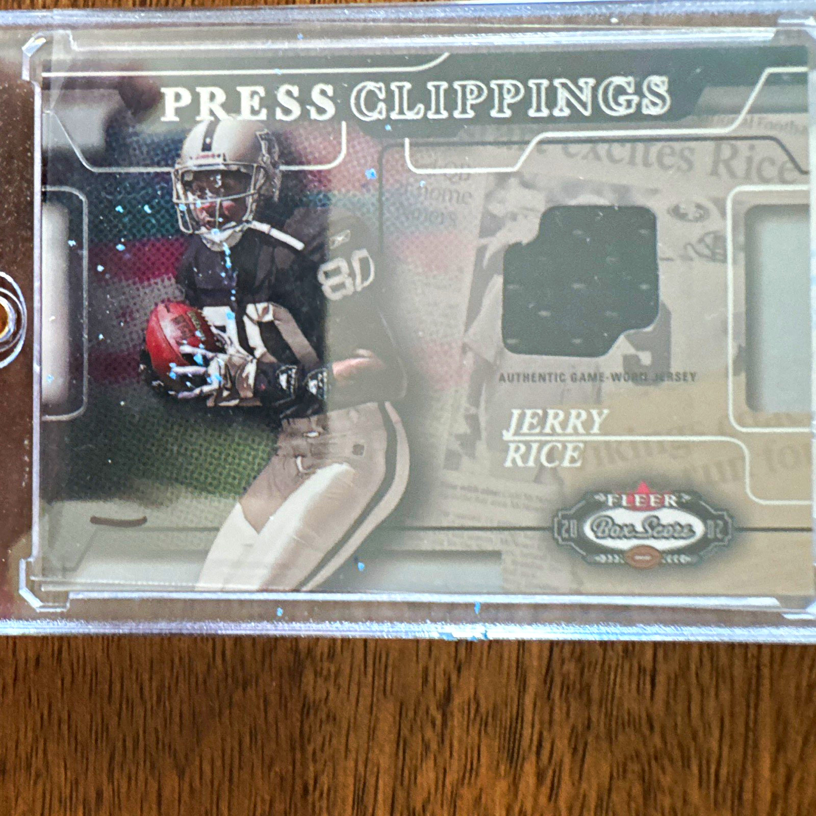 2002 Fleer Box Score Press Clippings Jerseys Jerry Rice Raiders PC-JR MEM 2002 Fleer Box Score Press Clippings Jerseys Jerry Rice Raiders PC-JR MEM