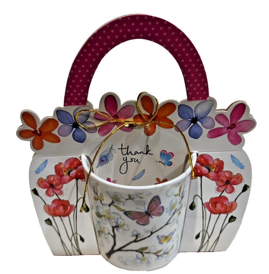 burton + Burton Thank You Butterfly Flowers Coffee Tea Cup Mug Great Gift~NWT burton + Burton Thank You Butterfly Flowers Coffee Tea Cup Mug Great Gift~NWT