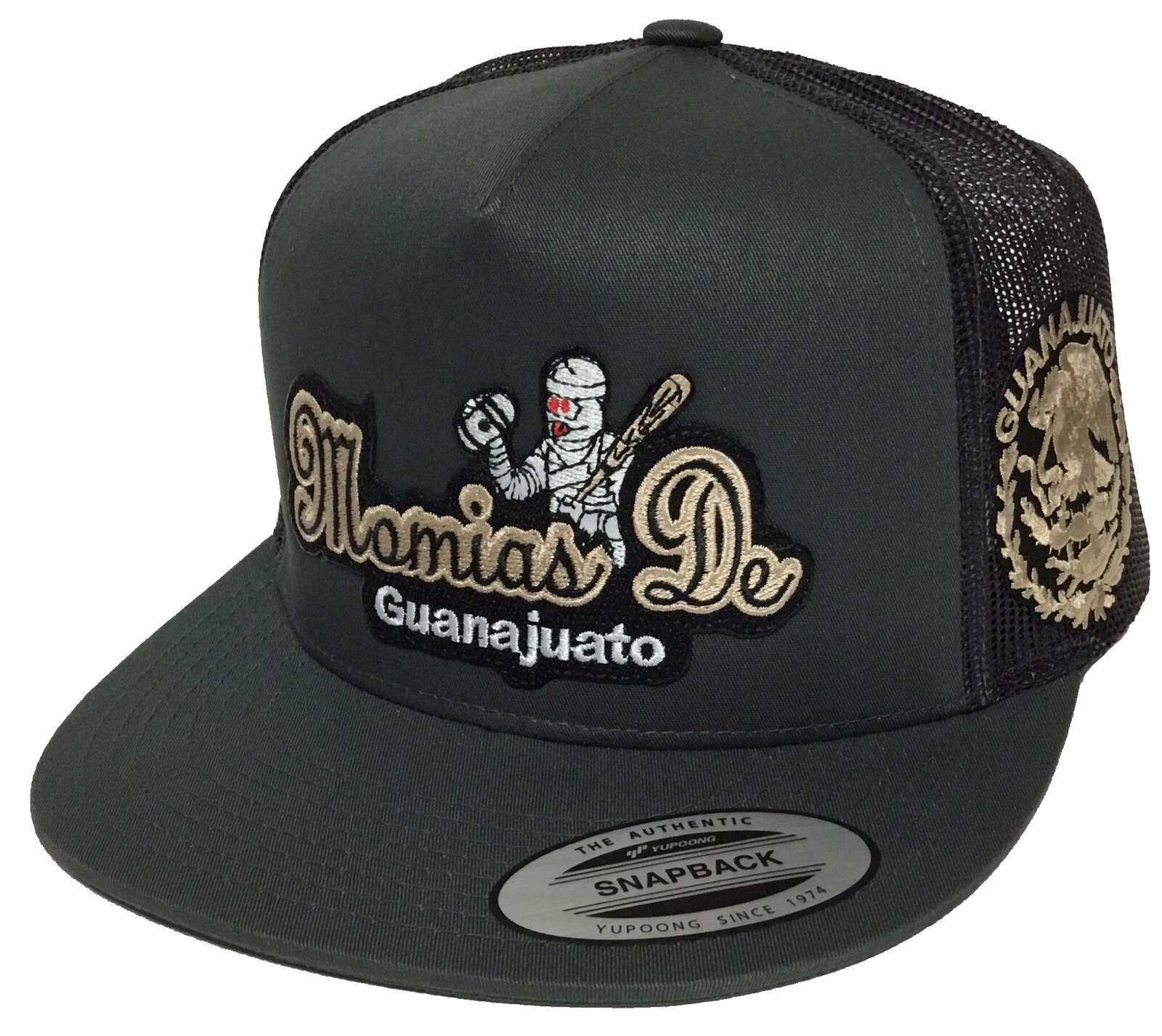 MOMIAS DE GUANAJUATO MEXICO LOGO FEDERAL 2 LOGOS HAT DARK GREY MESH SNAPBACK MOMIAS DE GUANAJUATO MEXICO LOGO FEDERAL 2 LOGOS HAT DARK GREY MESH SNAPBACK