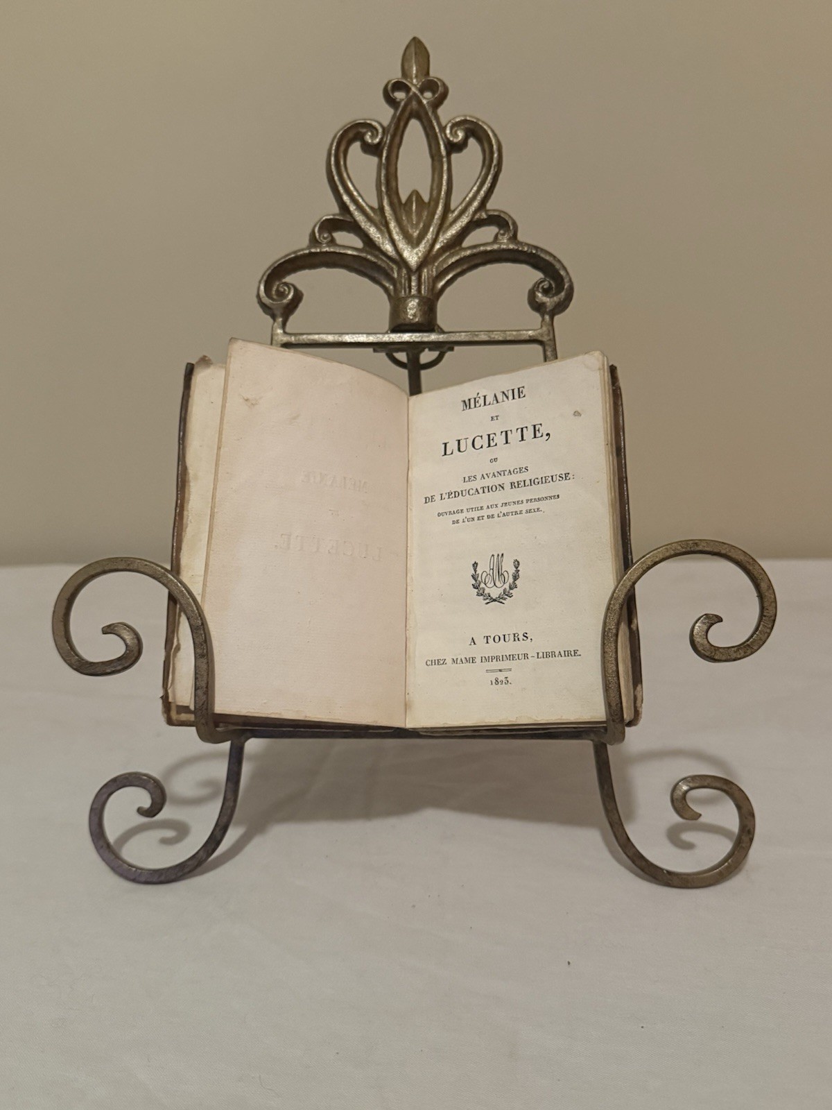 RARE 1823 Mélanie et Lucette - French Moral Education - LEATHER - Mame Tours