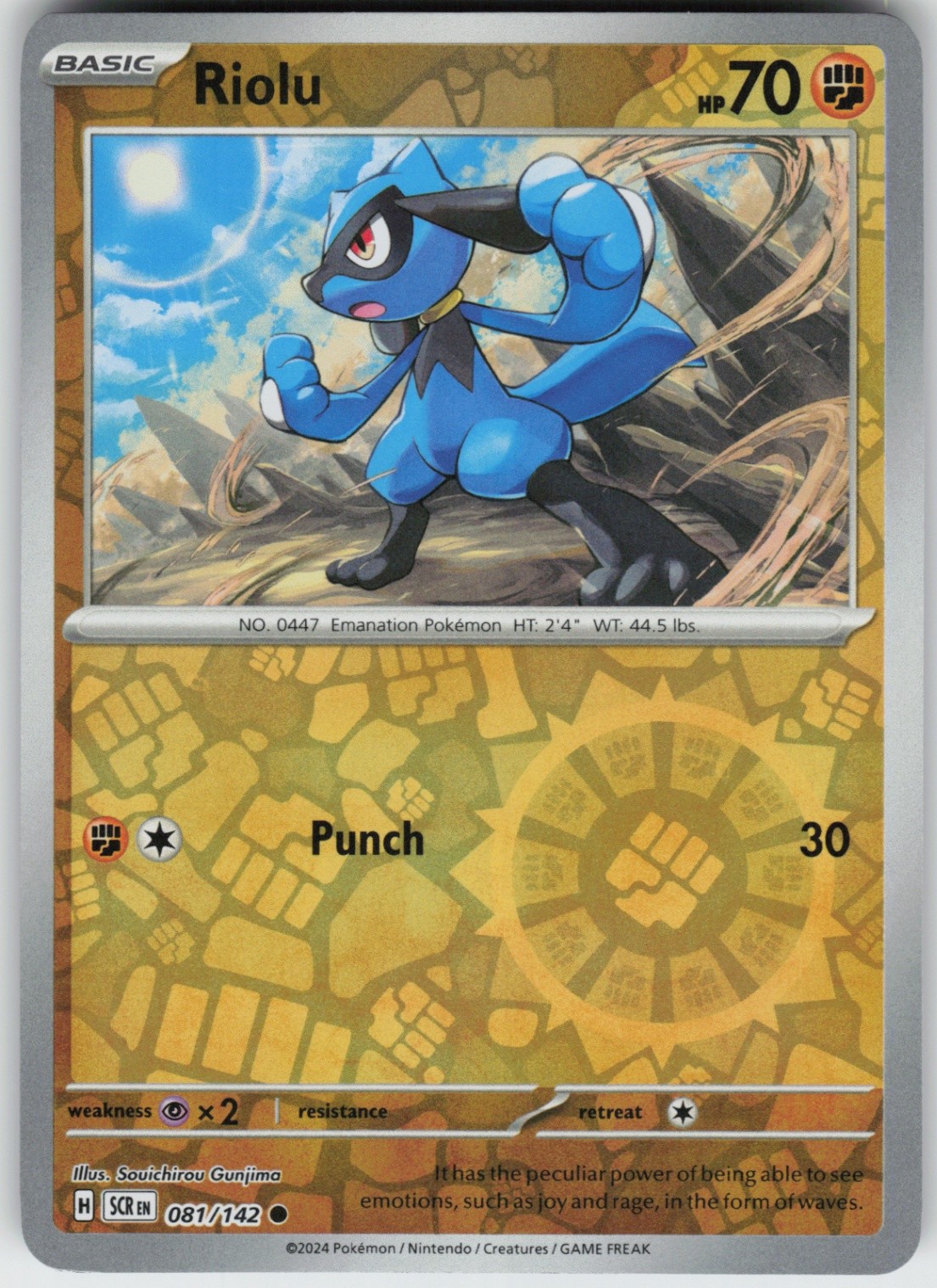 PO-03 Reverse Holo Riolu 081/142 Common SV07: Stellar Crown PO-03 Reverse Holo Riolu 081/142 Common SV07: Stellar Crown
