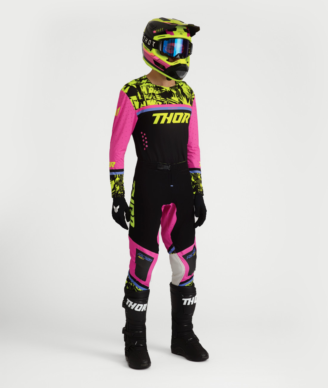 MX-27 Thor Sportmode Punk'd Motocross Gear Set - Jersey & Pant - Black/Fuschia