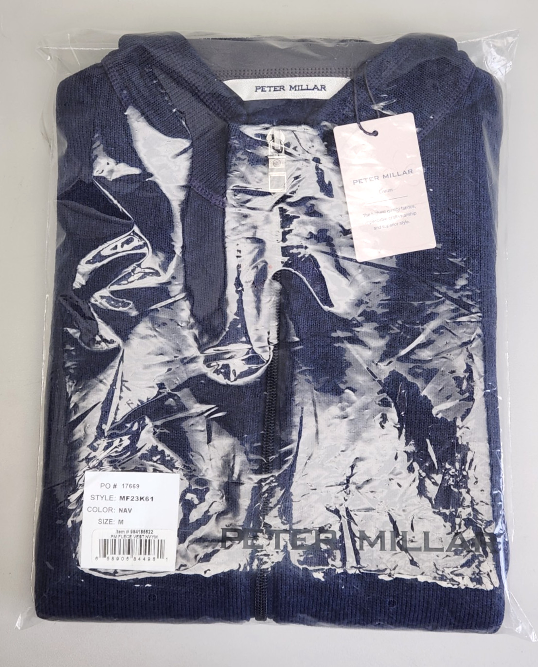 Peter Millar Crown Sweater Full-Zip Fleece Vest Navy Blue Mens Size M Medium NEW Peter Millar Crown Sweater Full-Zip Fleece Vest Navy Blue Mens Size M Medium NEW