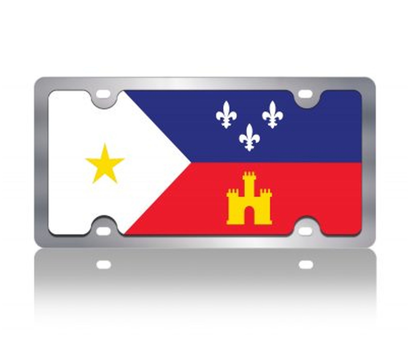 Acadiana Flag Stainless Steel License Plate (Chrome)