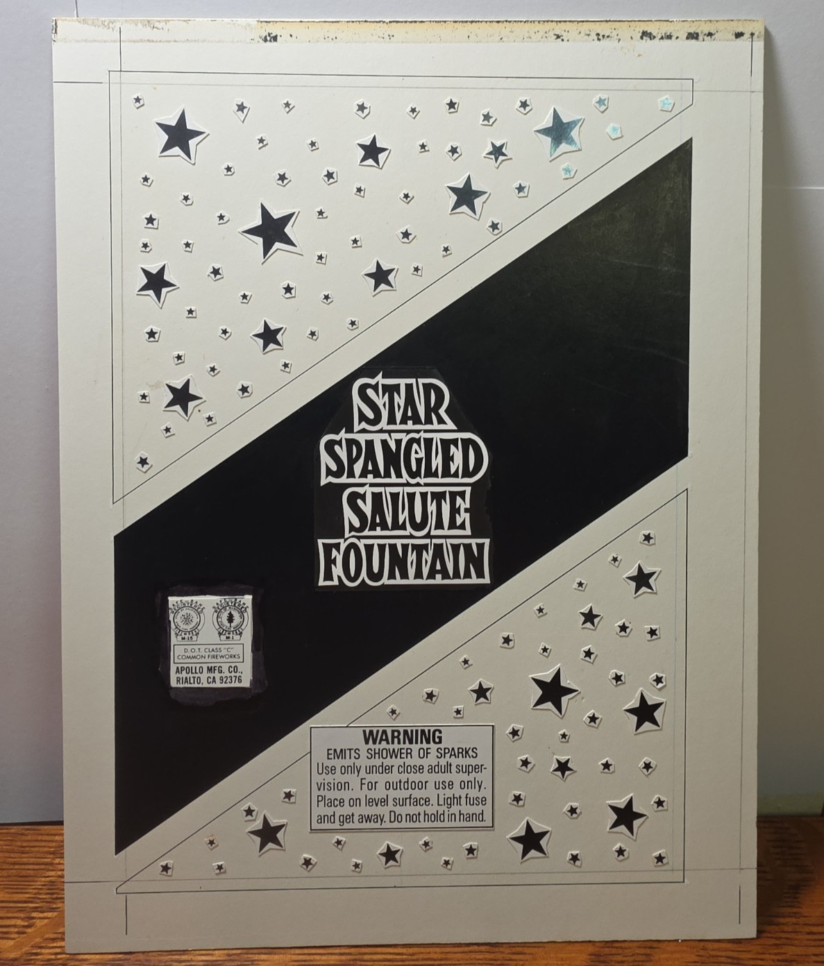 ORG Red Devil Apollo Fireworks Star Spangled Fountain Label Wrapper Artwork JRR3 ORG Red Devil Apollo Fireworks Star Spangled Fountain Label Wrapper Artwork JRR3