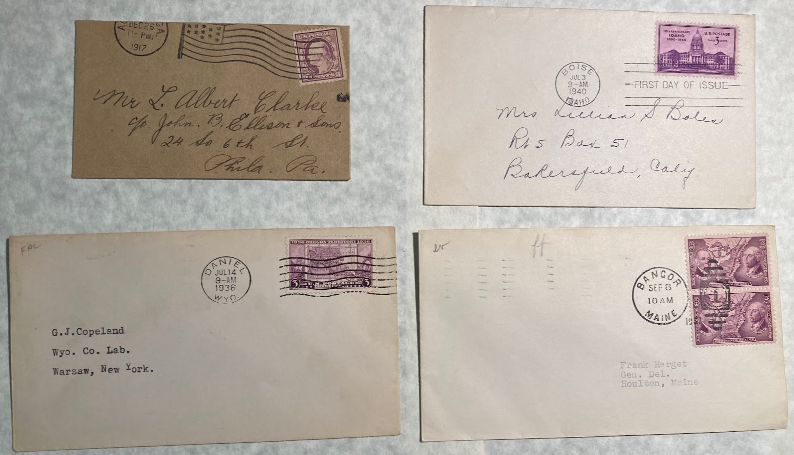 1917, 1930's 1940's, 1950-1994 USA Vintage FDC (First Day Cover) with Old stamps