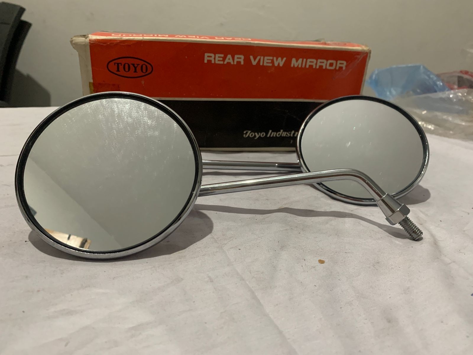 Vintage TOYO Japan Motorcycle Rear View Mirrors M12 NOS Chrome Made In Japan 