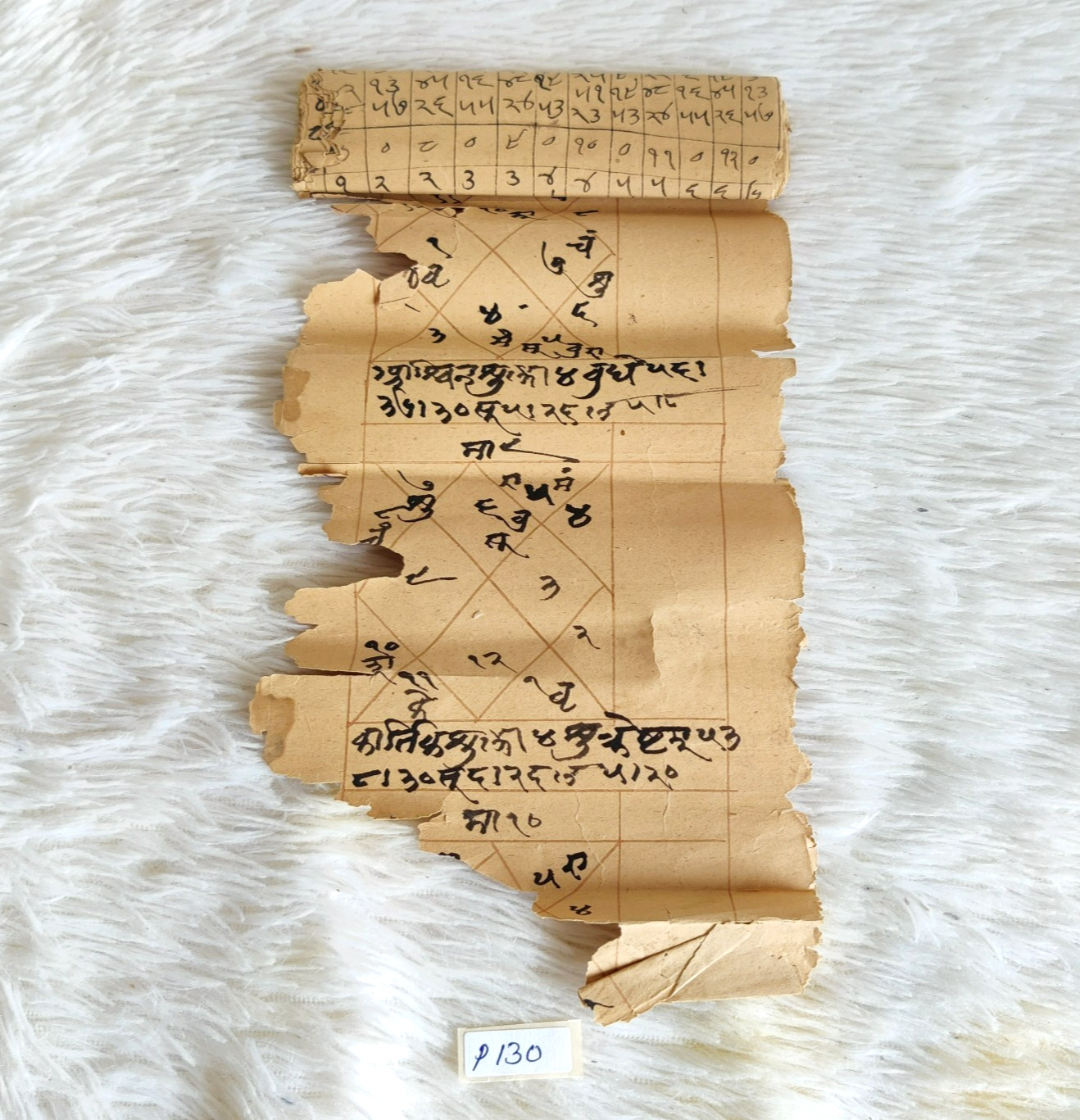 Antique Hand Written Ancient Panchang Horoscope Manuscript on 1 Leaf Props P130