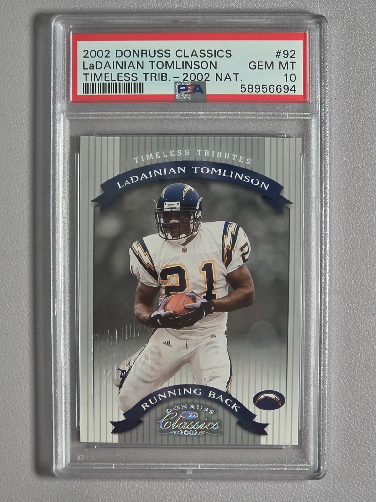 PSA 10 LADAINIAN TOMLINSON 2002 Donruss Classics Timeless Tributes National #/5 PSA 10 LADAINIAN TOMLINSON 2002 Donruss Classics Timeless Tributes National #/5