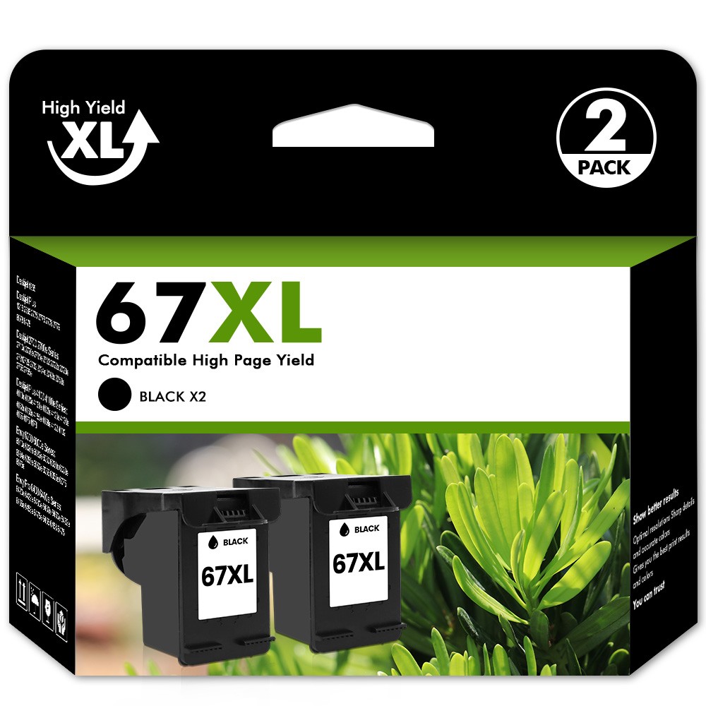 1-3PK 67-XL Ink 67XL Ink Black Color for HP Deskjet 2720 Plus 4122 4155e 4158e