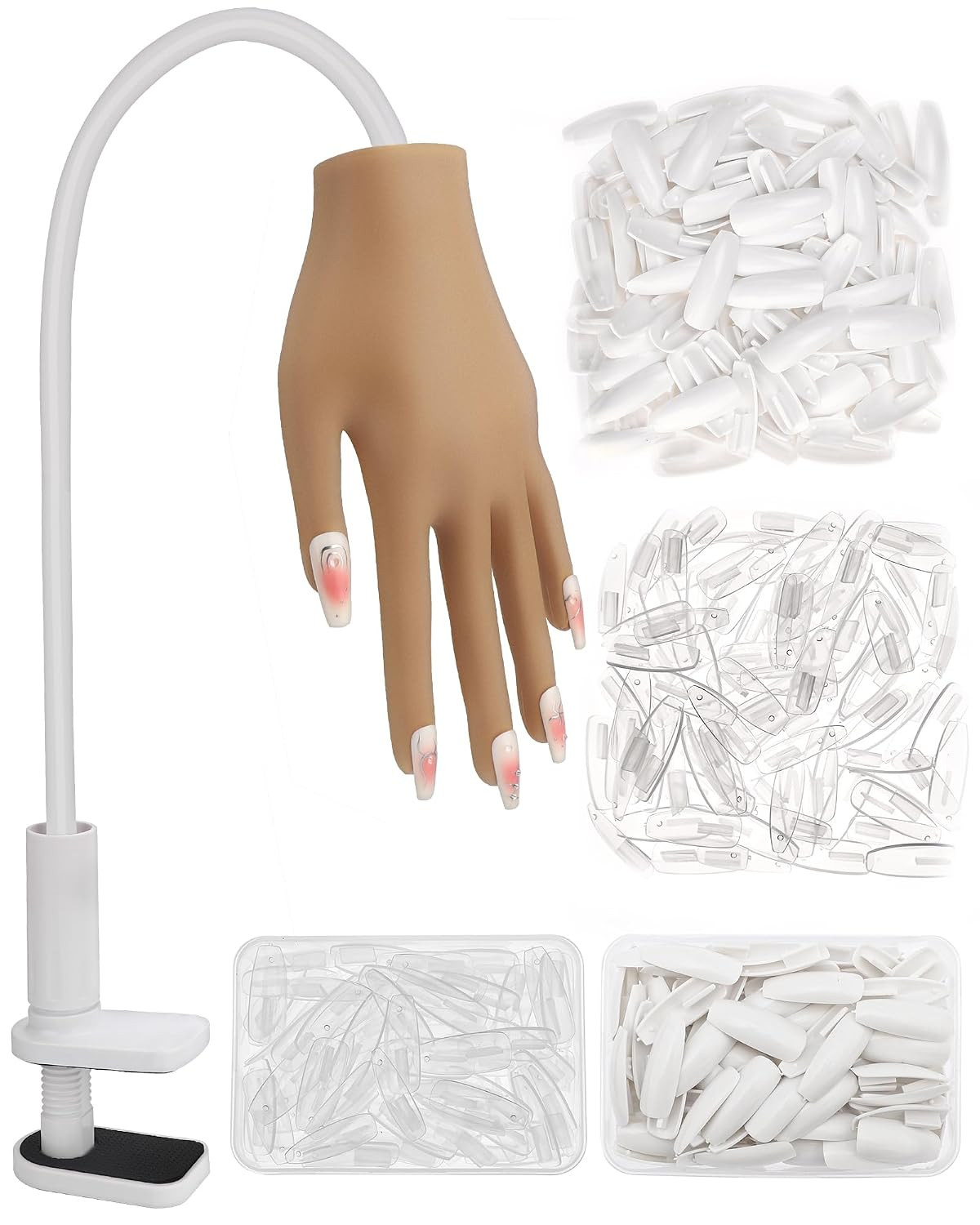 Practice Hand for Acrylic Nails, Silicone Hand for Nail Practice, Nail Tips