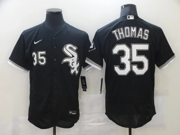 MLB Chicago White Sox #35 Frank Thomas Black Player Jersey Stitched-Men's*