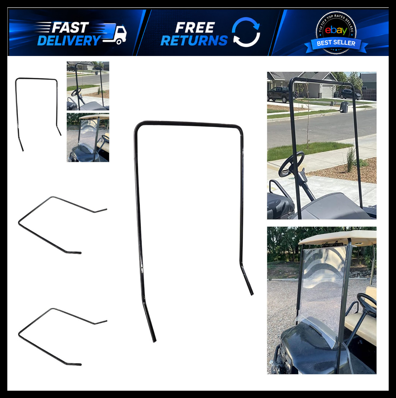 Front Roof Top Strut Support Brackets for EZGO Golf Cart Medalist/TXT 1994-2013 Front Roof Top Strut Support Brackets for EZGO Golf Cart Medalist/TXT 1994-2013