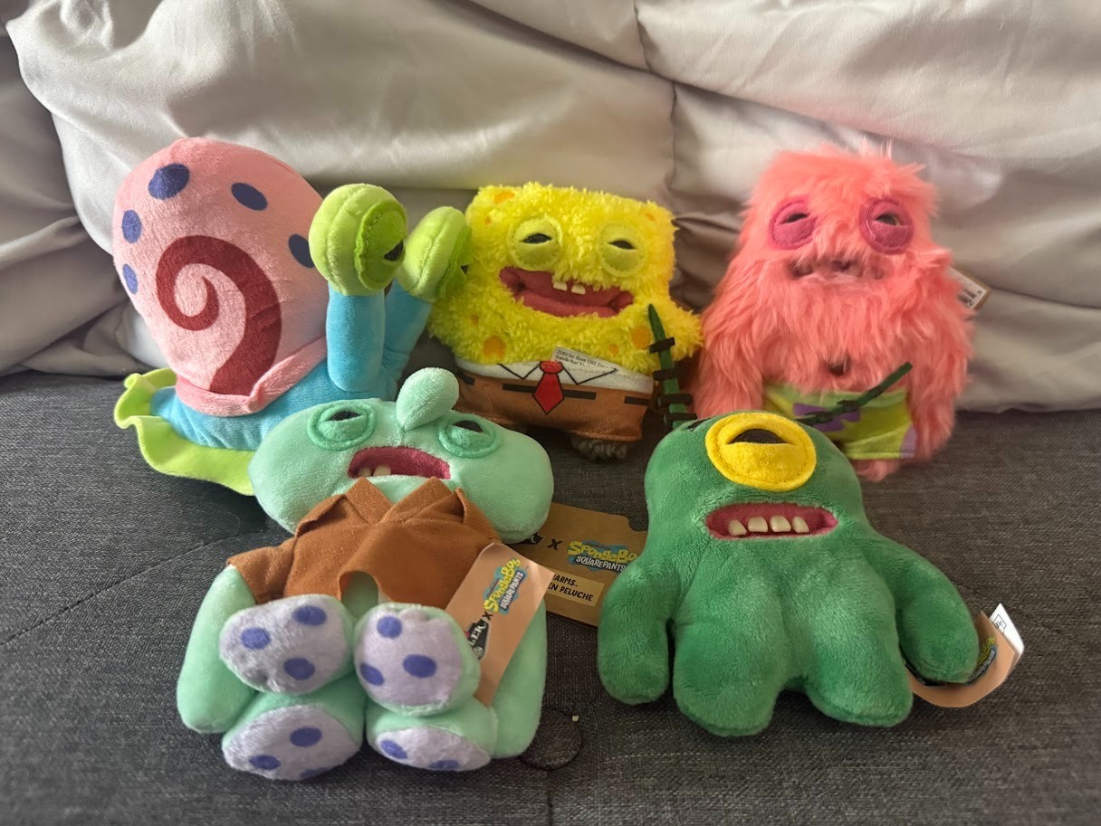 Zuru Fuggler x SpongeBob Squarepants Keychain Plush Ring Set 5 NWT  Gary Patrick