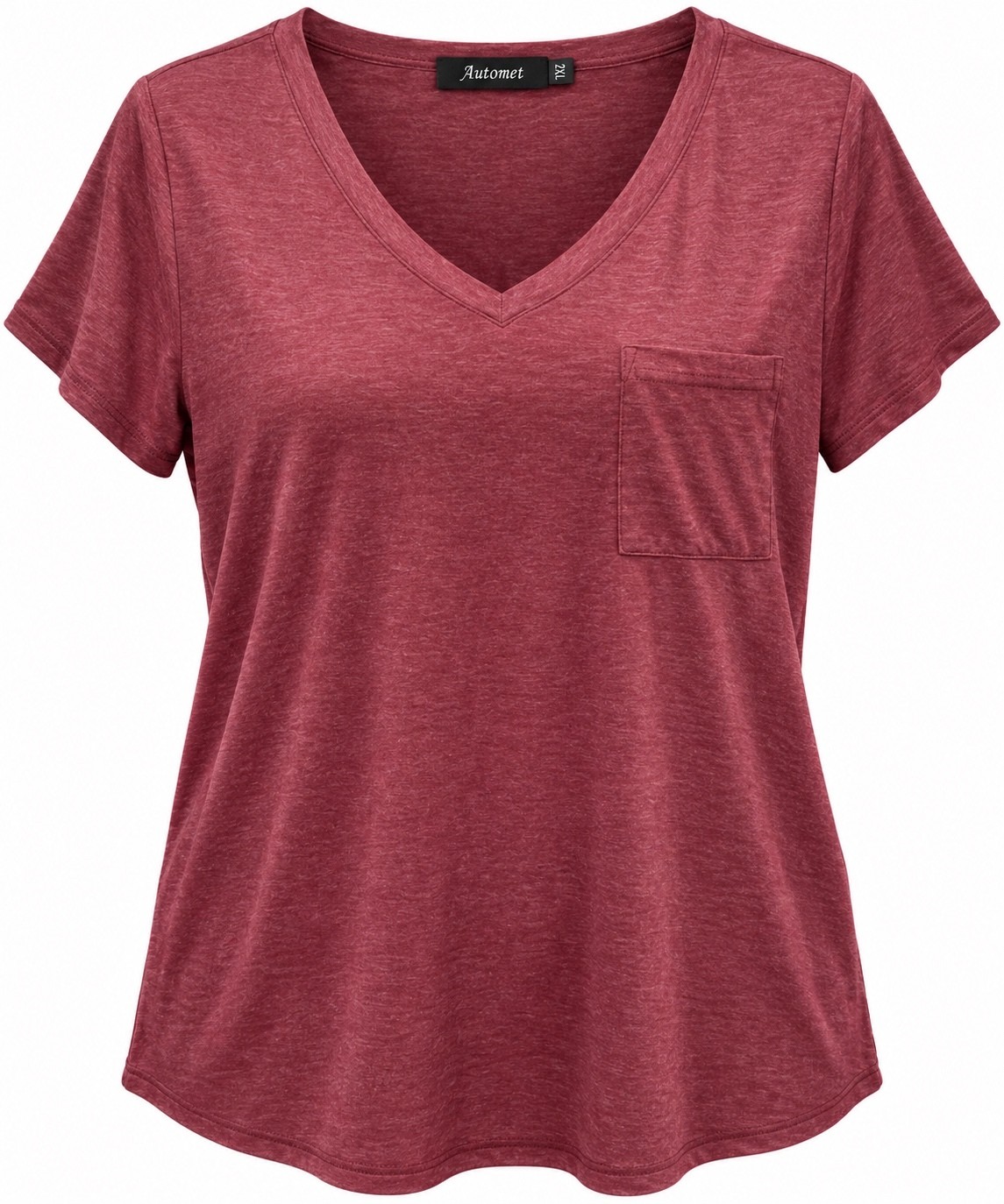 AUTOMET Women’s 2XL Burgundy V-Neck Pocket T-Shirt Soft Stretch Casual Tee AUTOMET Women’s 2XL Burgundy V-Neck Pocket T-Shirt Soft Stretch Casual Tee
