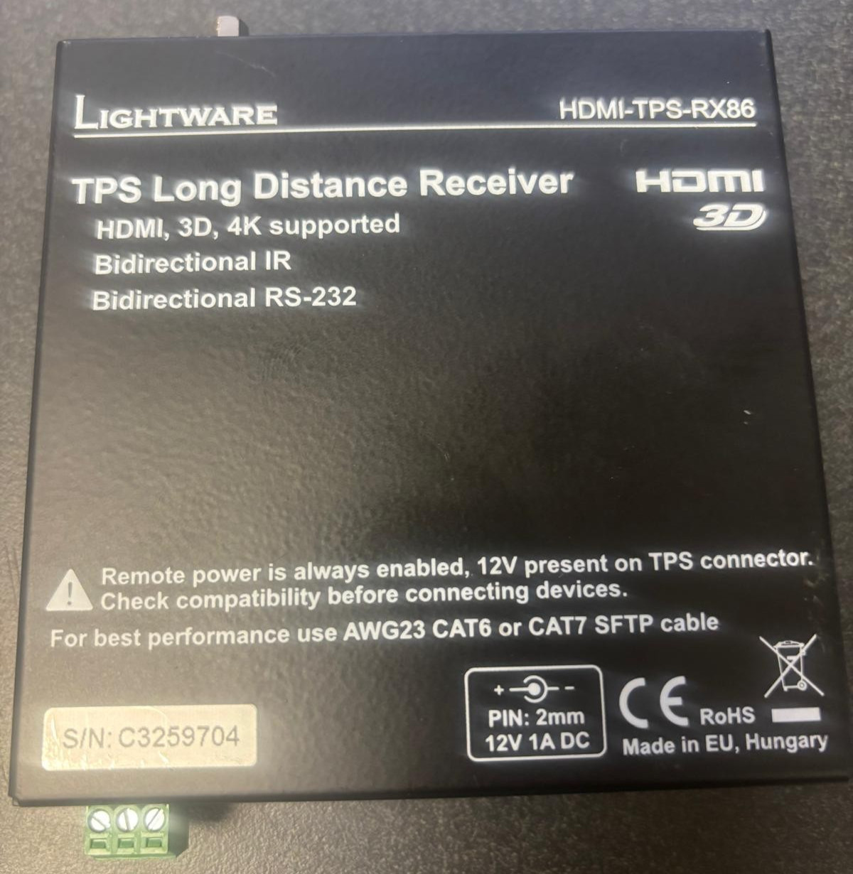 Lightware HDMI-TPS-RX86 TPS Long Distance Receiver - HDMI, 3D, 4K