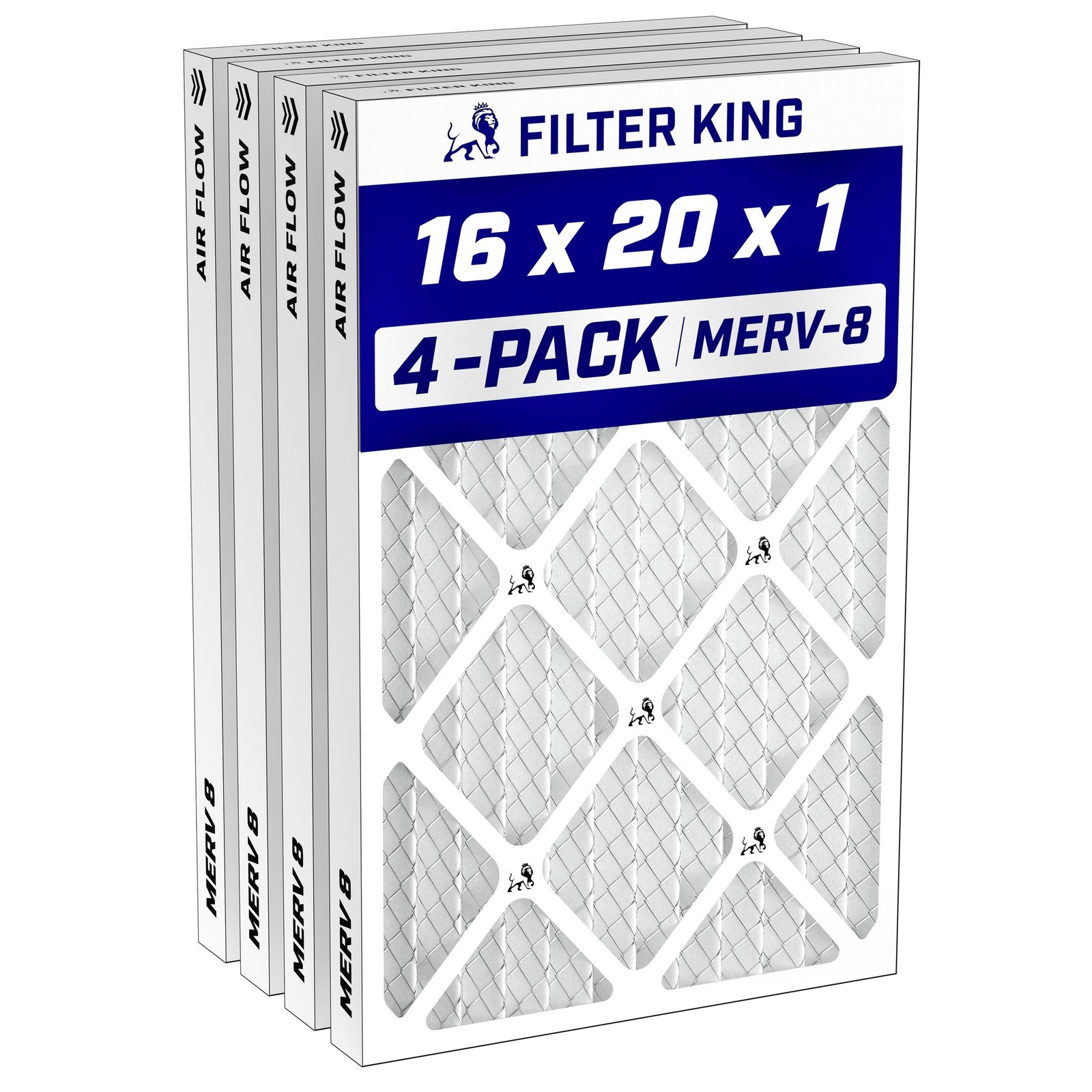 Filter King 16x20x1 Air Filter MERV 8, AC Furnace Filters (4-Pack) Filter King 16x20x1 Air Filter MERV 8, AC Furnace Filters (4-Pack)
