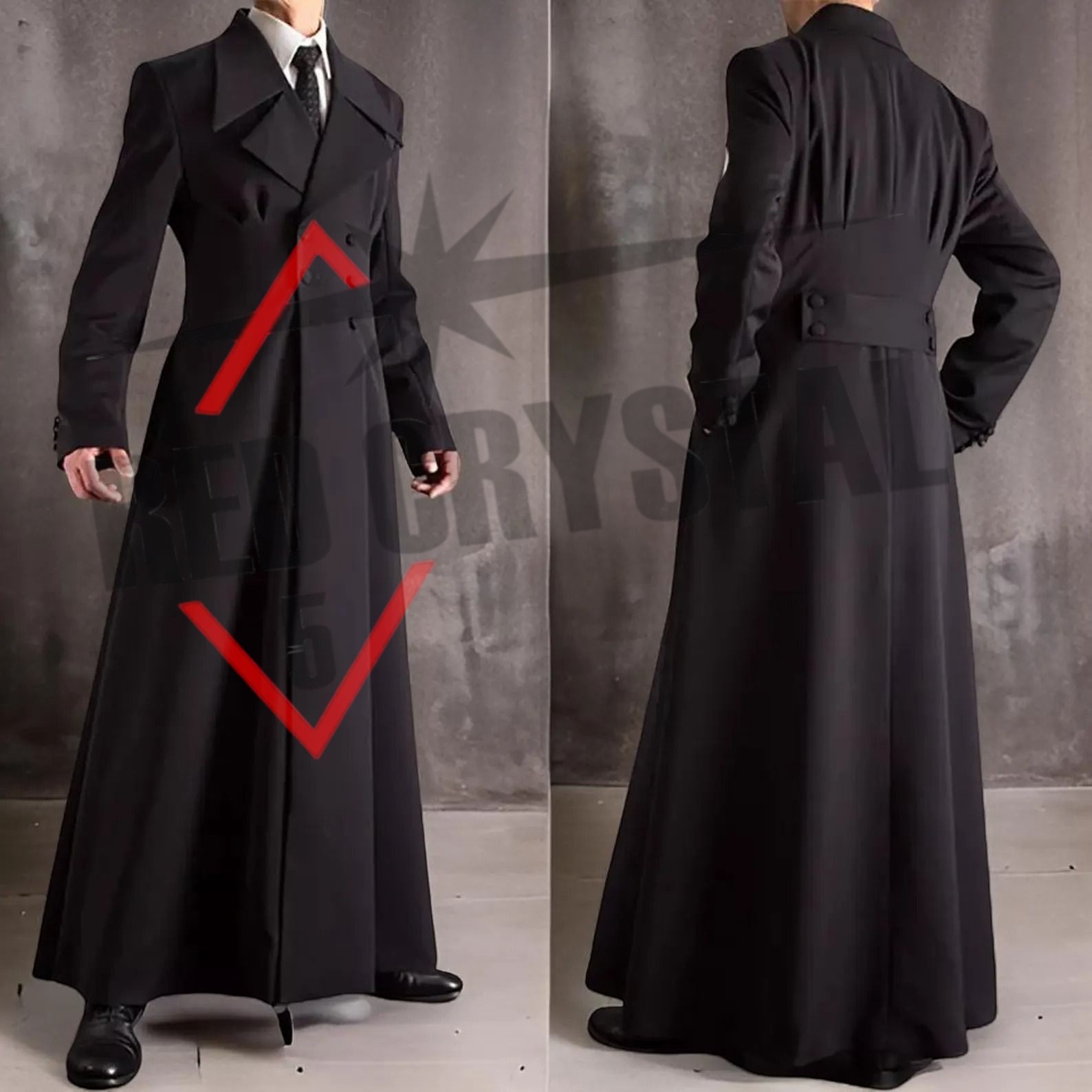 New Men's Gothic Wool Overcoat Double Breasted Long Trench Jacket fast shipping