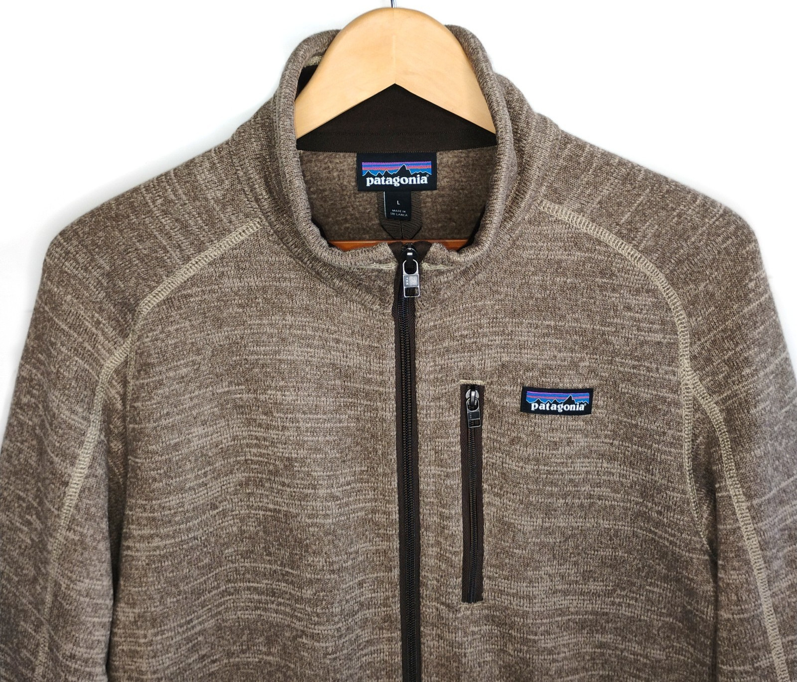 Patagonia Men\'s Better Sweater Fleece L Full Zip Jacket Heathered Brown/Khaki