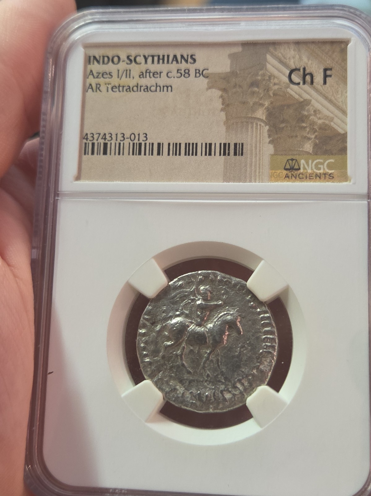 Indo-Scythians Azes I/II AR Tetradrachm – c.58 BC – NGC VF – Ancient Silver – Indo-Scythians Azes I/II AR Tetradrachm – c.58 BC – NGC VF – Ancient Silver –