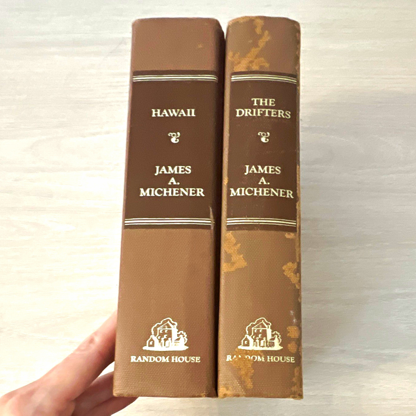 Lot of 2 Hardcover Novels: Hawaii & The Drifters - Michener 1959 vintage tiki
