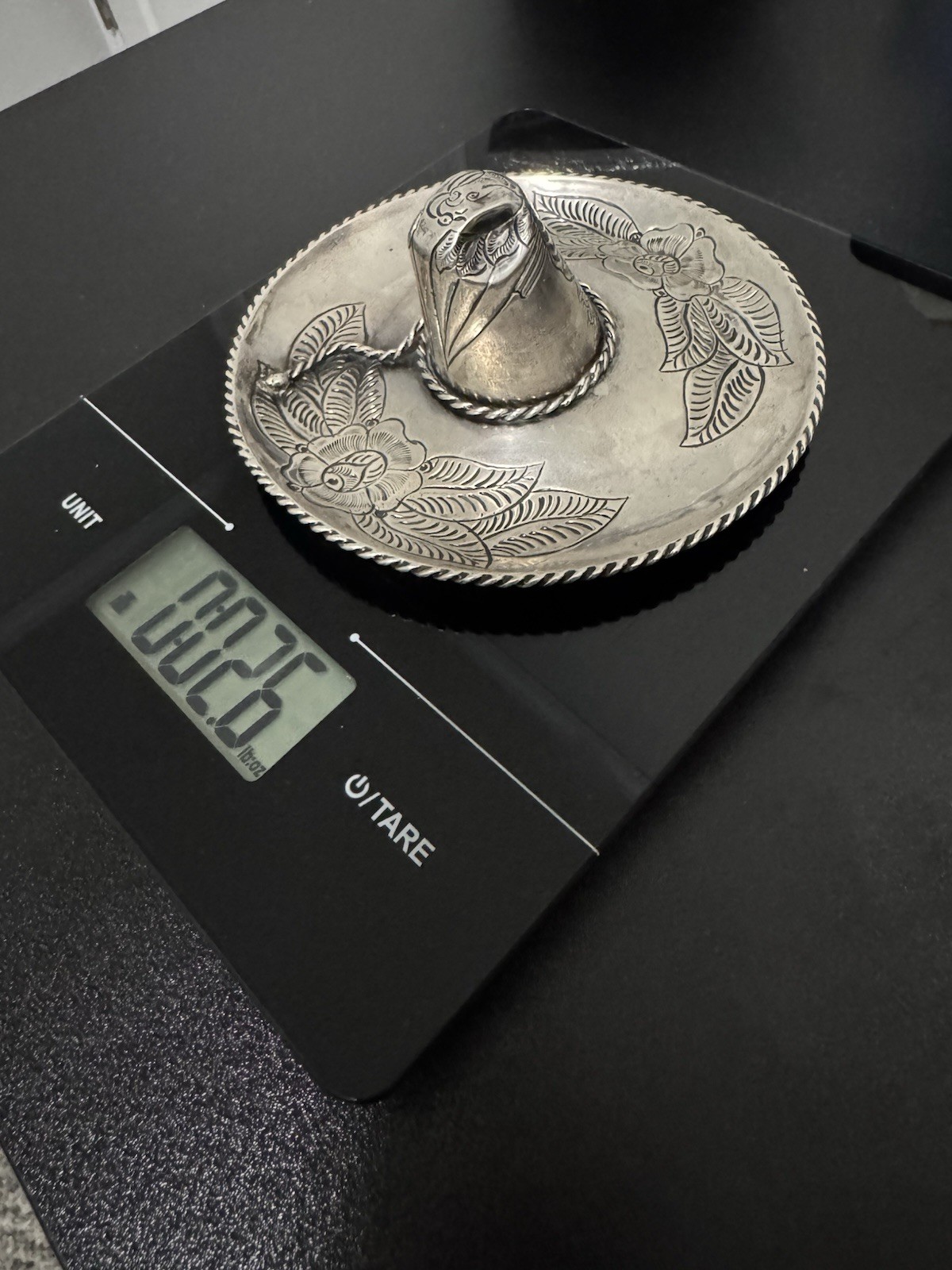Sanborns Mexico Sterling Silver Floral Sombrero Trinket Tray Sanborns Mexico Sterling Silver Floral Sombrero Trinket Tray