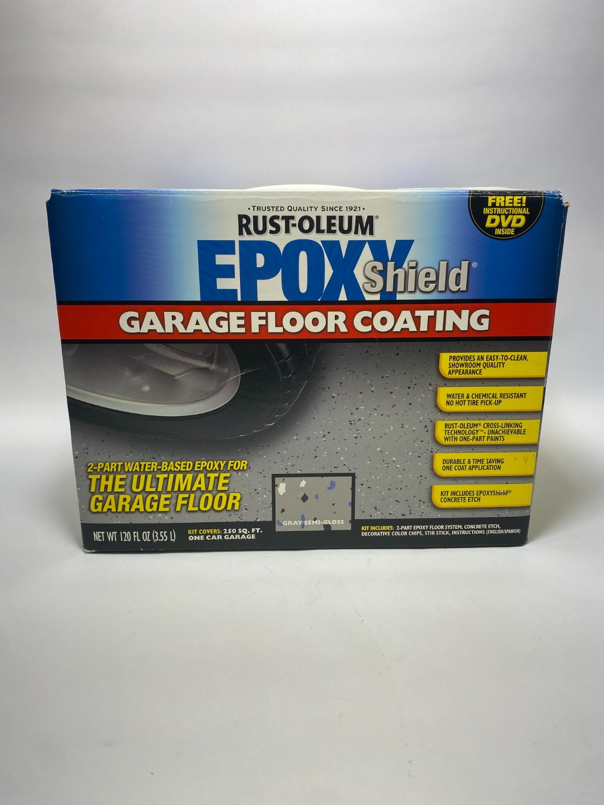 Rust-Oleum Epoxy Shield Garage Floor Coating 120 oz. Gray Semi Gloss DVD Inside Rust-Oleum Epoxy Shield Garage Floor Coating 120 oz. Gray Semi Gloss DVD Inside