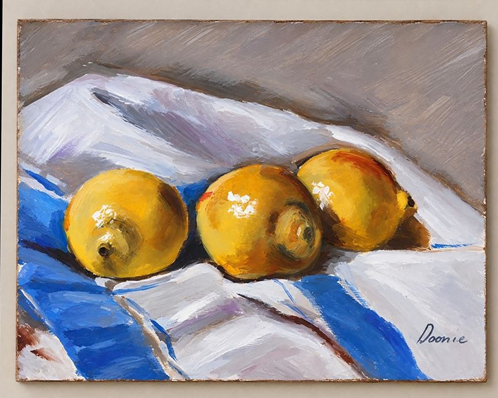 Original Lemon Still Life Oil Painting 8x10 Yellow Fruit Kitchen Wall Art