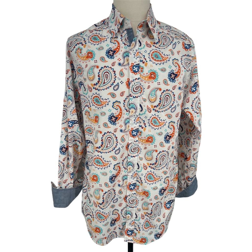NEW Cremieux Premium Men\'s Big & Tall Paisley LT Shirt LARGE Button Down