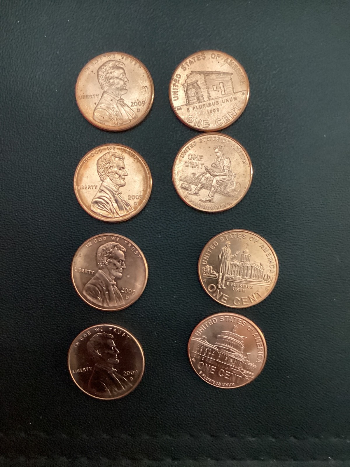 2009 P&D Complete 8 Cent Lincoln Set LP1-4 in BU MS RD with 