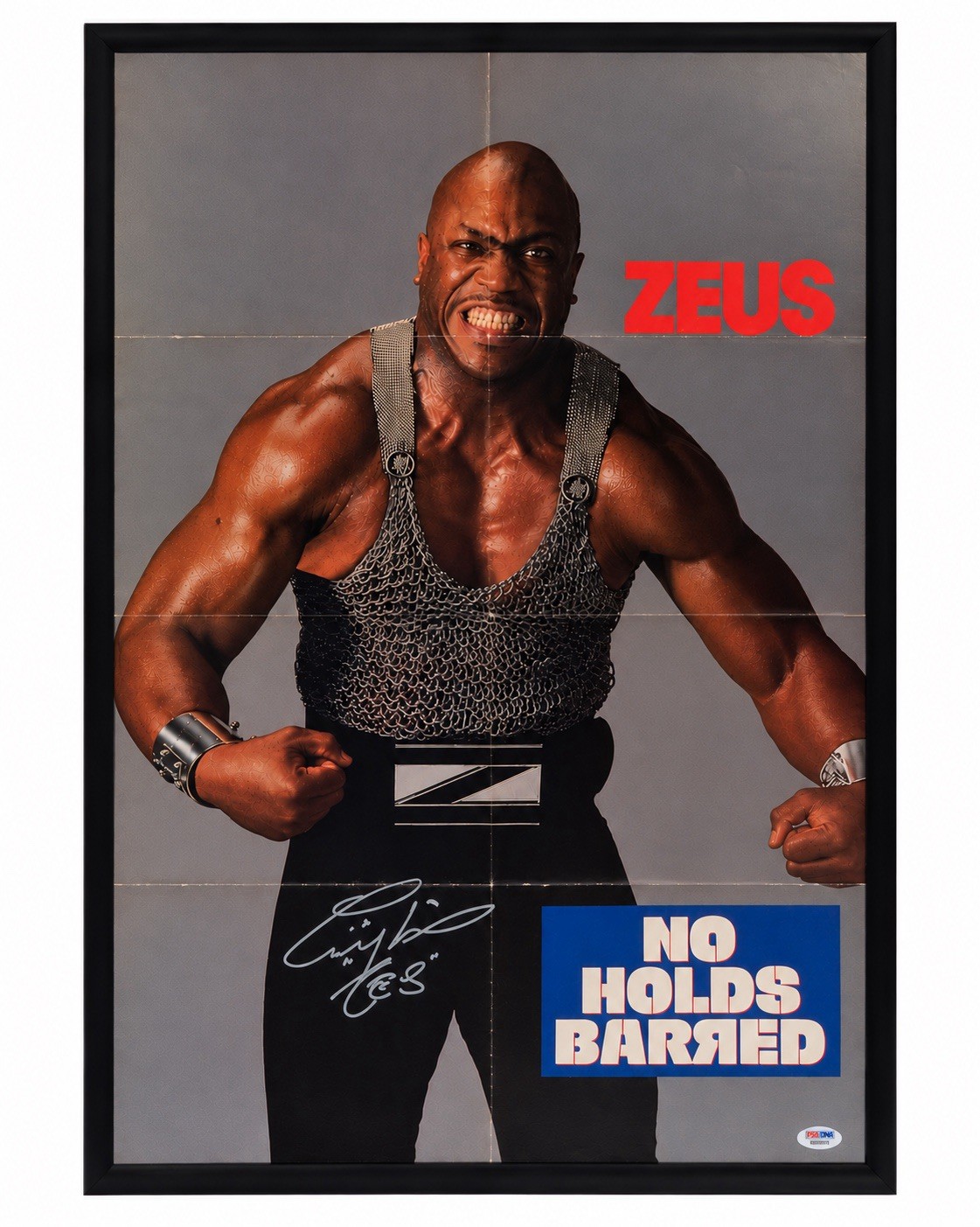 Original WWF ZEUS Hand Signed “NO HOLDS BARRED” PSA/DNA 1989 Movie Poster FRAMED Original WWF ZEUS Hand Signed “NO HOLDS BARRED” PSA/DNA 1989 Movie Poster FRAMED