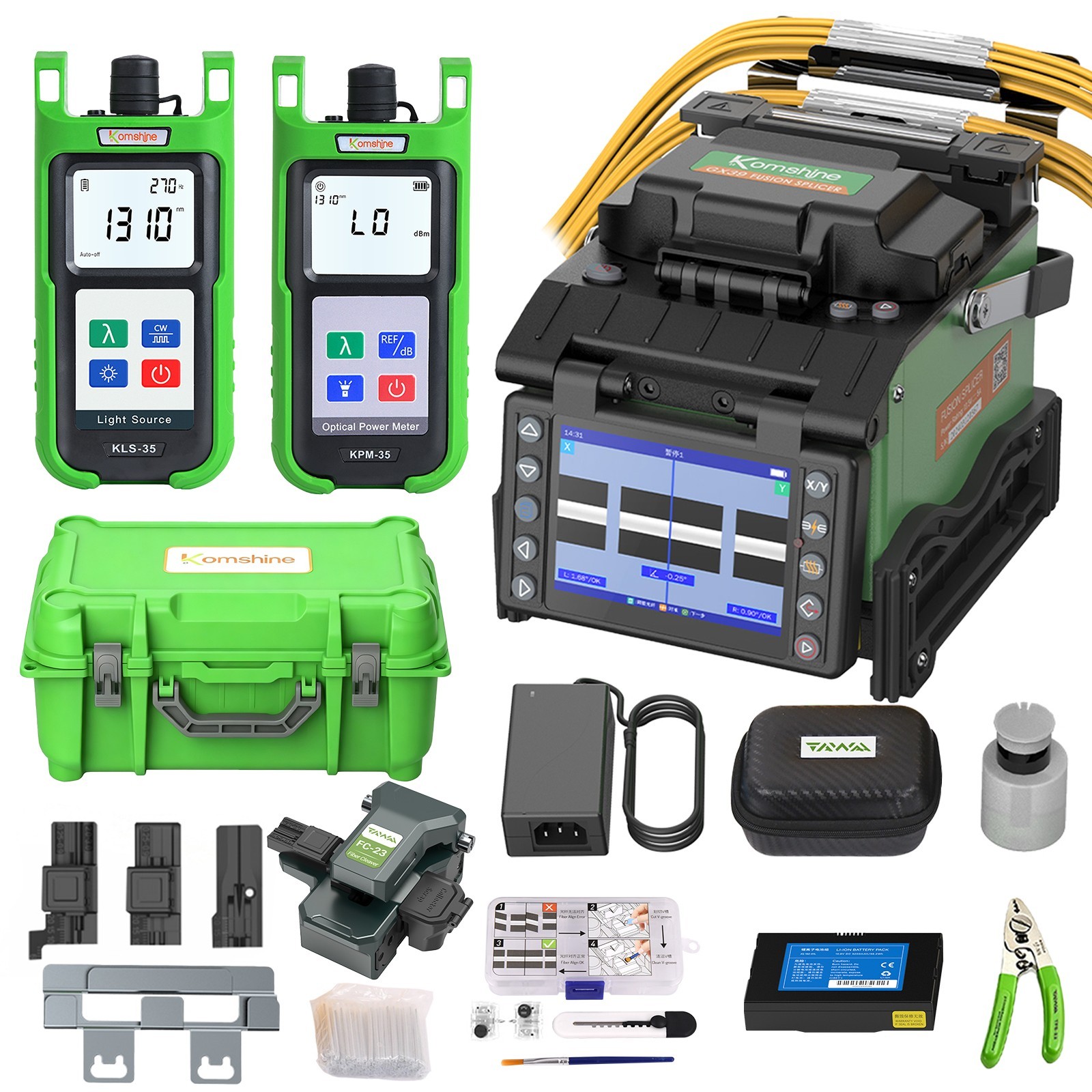Komshine Fiber Fusion Splicer GX39 FTTx 4 Motors Splicer +OPM+SM Light Source