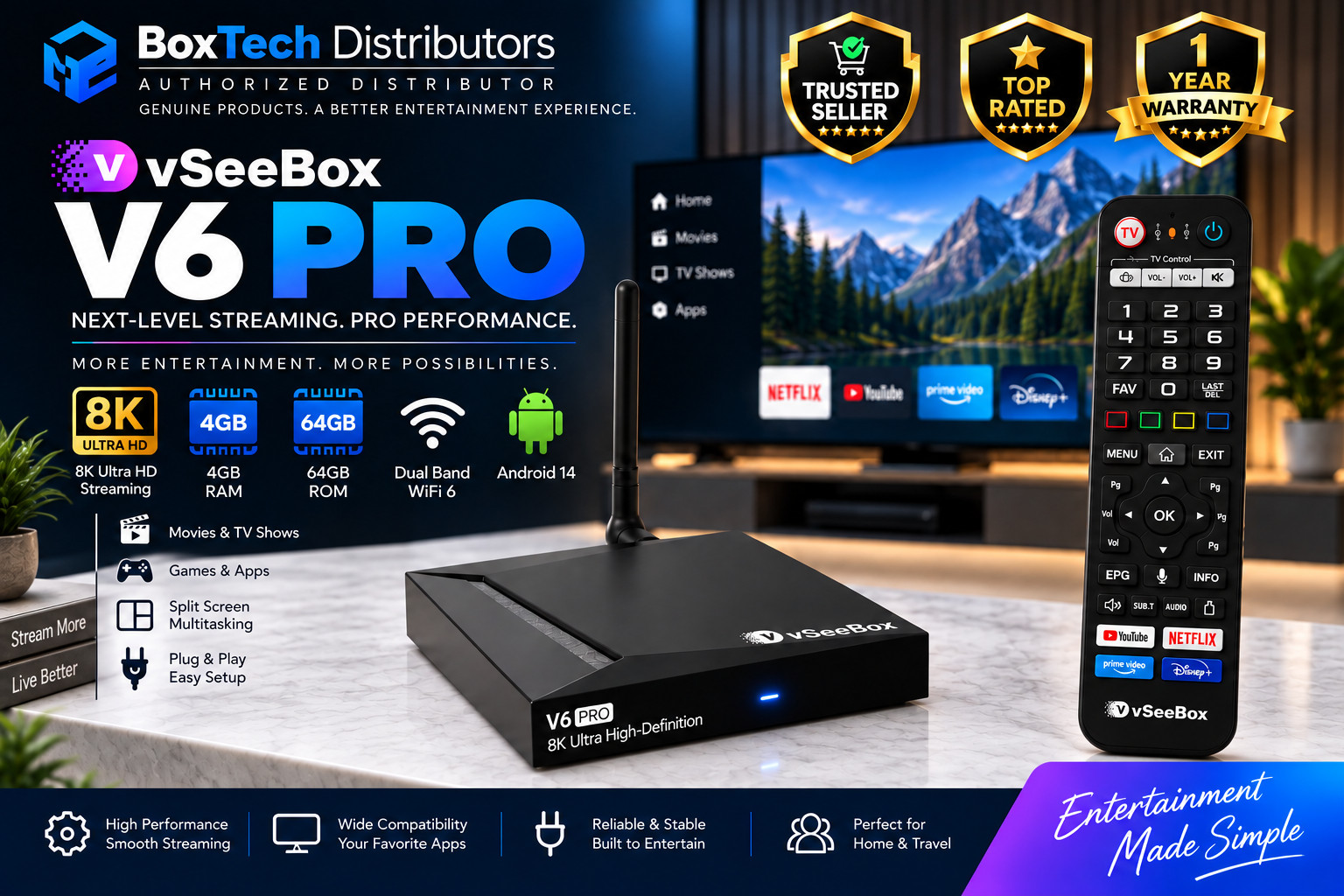 🔥vSeeBox V6 Pro Media Device | Authorized Distributor |Free Same-Day Shipping🔥 🔥vSeeBox V6 Pro Media Device | Authorized Distributor |Free Same-Day Shipping🔥