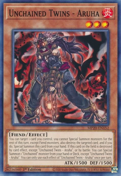 Yugioh Unchained Twins - Aruha 1st Edition Common MP20-EN152 NM Yugioh Unchained Twins - Aruha 1st Edition Common MP20-EN152 NM