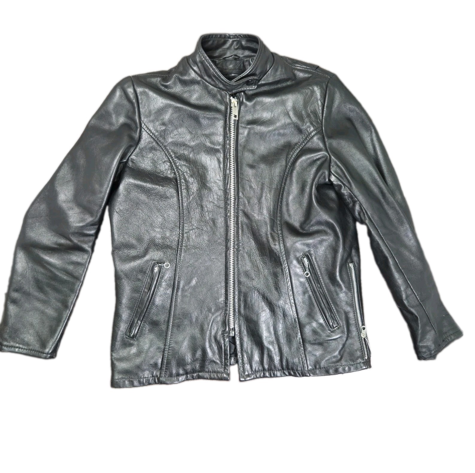 Vintage Lesco Leathers Black Cafe Racer Motorcycle Jacket & Liner Womens M USA Vintage Lesco Leathers Black Cafe Racer Motorcycle Jacket & Liner Womens M USA