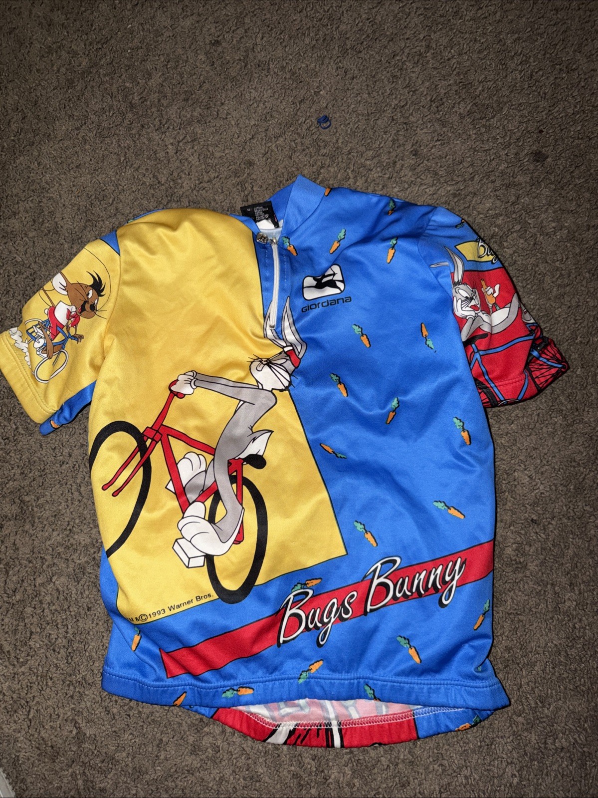 Vintage 1993 Giordana Looney Tunes Cycling Jersey Bugs Bunny Biking Kids M Vintage 1993 Giordana Looney Tunes Cycling Jersey Bugs Bunny Biking Kids M