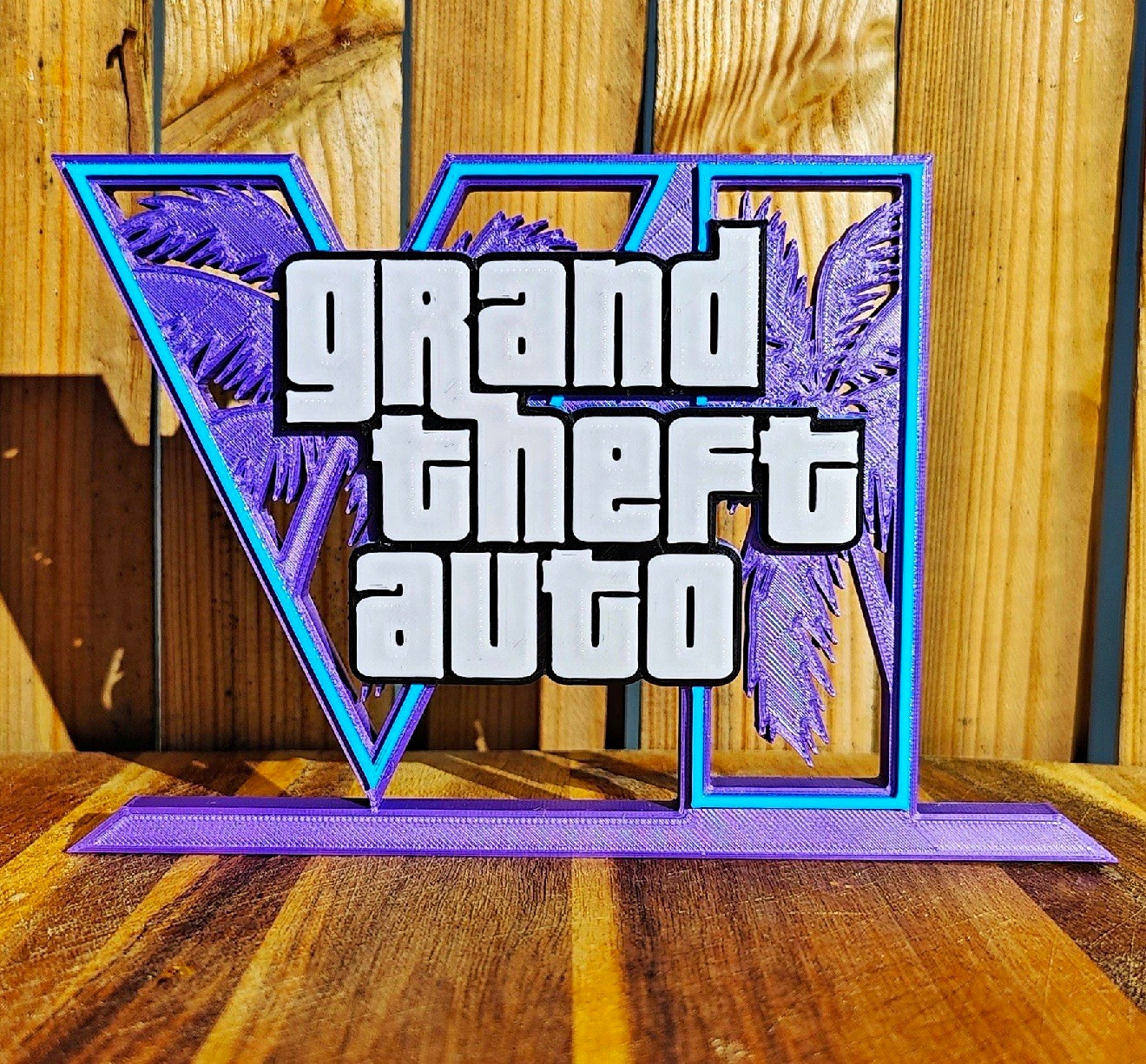 Grand Theft Auto VI GTA 6 Logo Display Sign Standee Purple Blue Grand Theft Auto VI GTA 6 Logo Display Sign Standee Purple Blue