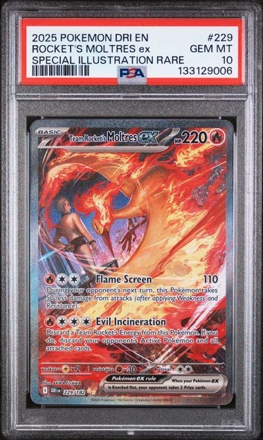 PSA 10 - Team Rocket\'s Moltres ex 229/182 Sv10: Destined Rivals Holo PSA 10 - Team Rocket\'s Moltres ex 229/182 Sv10: Destined Rivals Holo