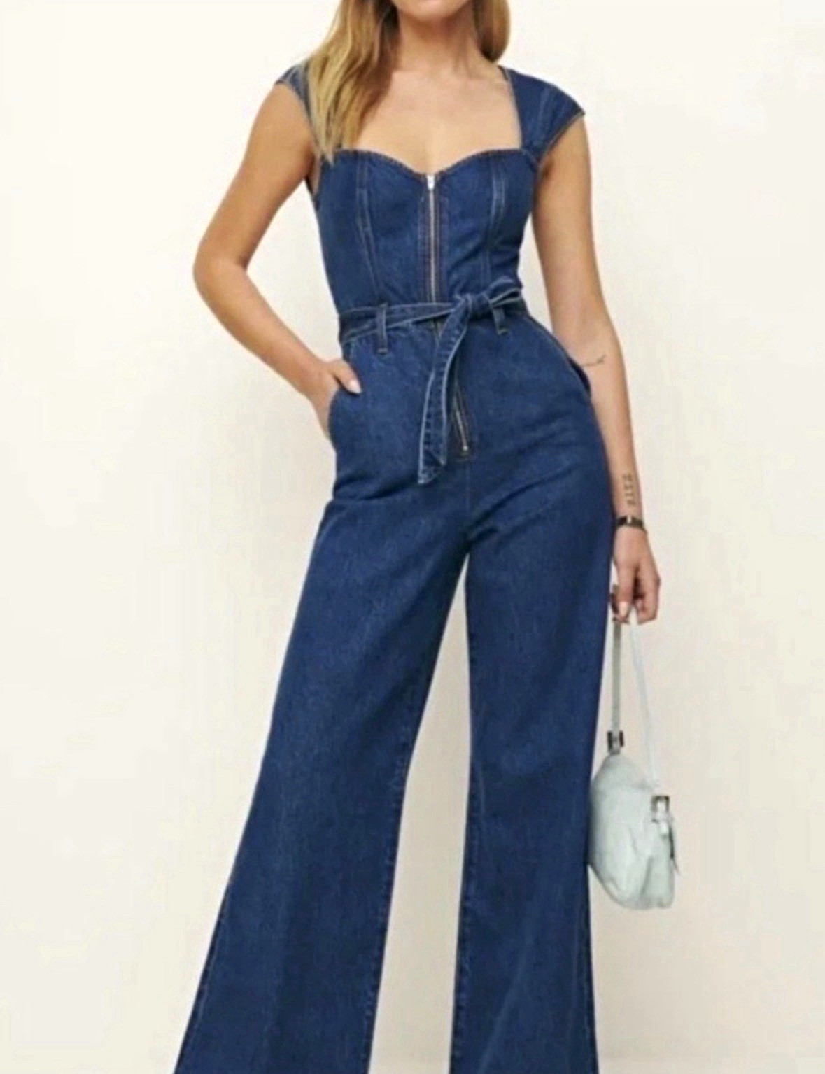 Reformation Calypso Wide Leg Denim Jumpsuit Reformation Calypso Wide Leg Denim Jumpsuit