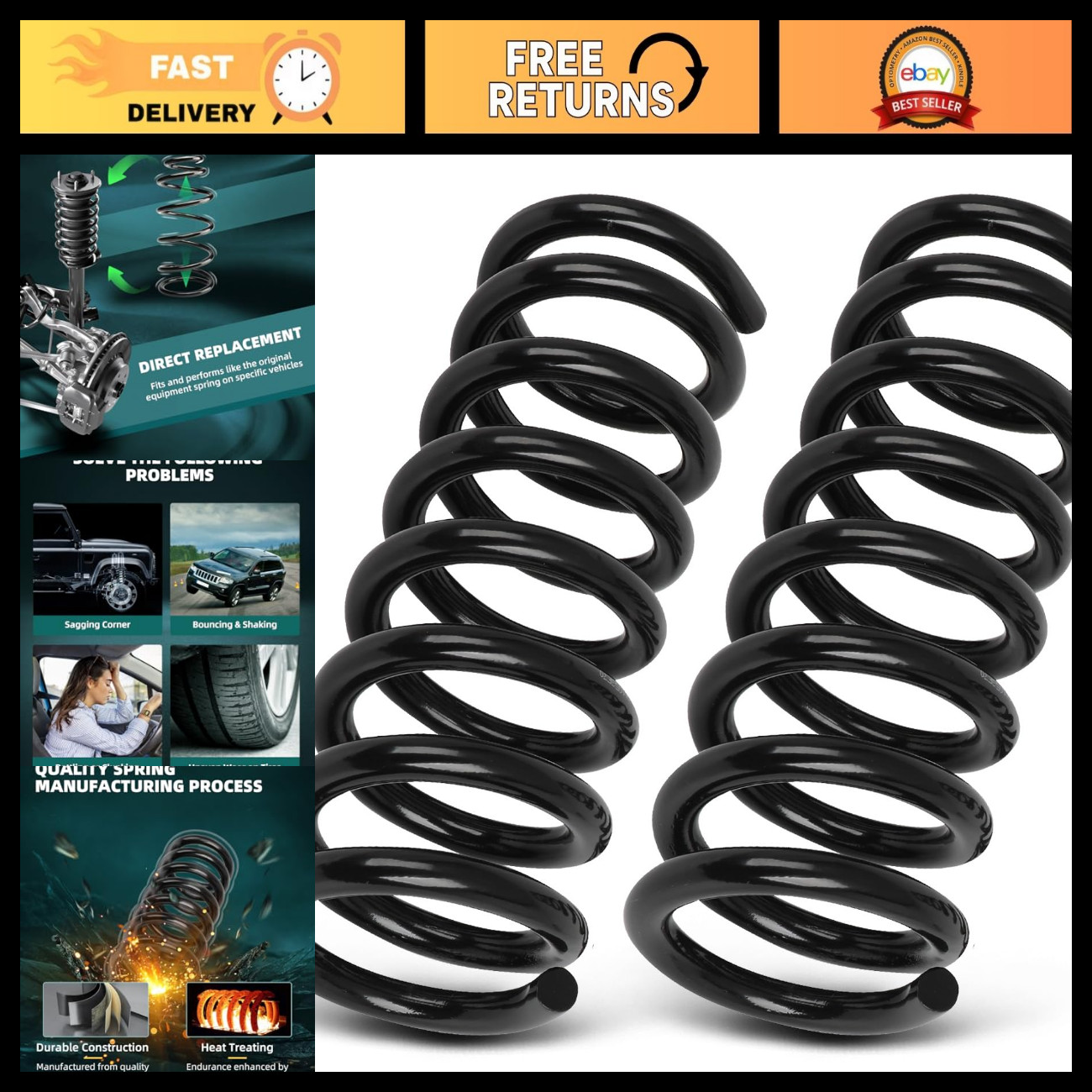 2PCS Front Suspension Coil Spring Set for 2000 Chevy Tahoe - Durable, High-Perfo 2PCS Front Suspension Coil Spring Set for 2000 Chevy Tahoe - Durable, High-Perfo
