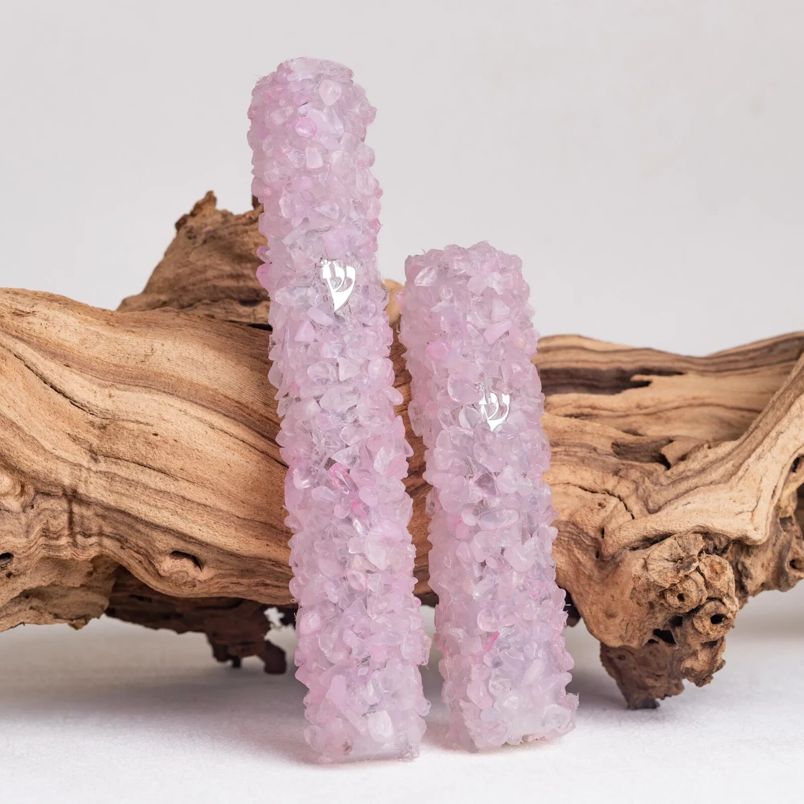 Elegant Handcrafted Mezuzah Case made of Rose Quartz Stone 10cm