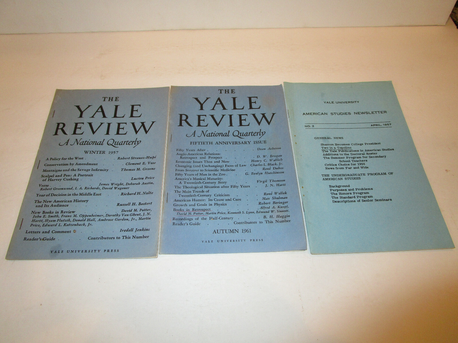 1957 Yale Review, 1961 Yale Review & 1957 Yale American Studies Newsletter