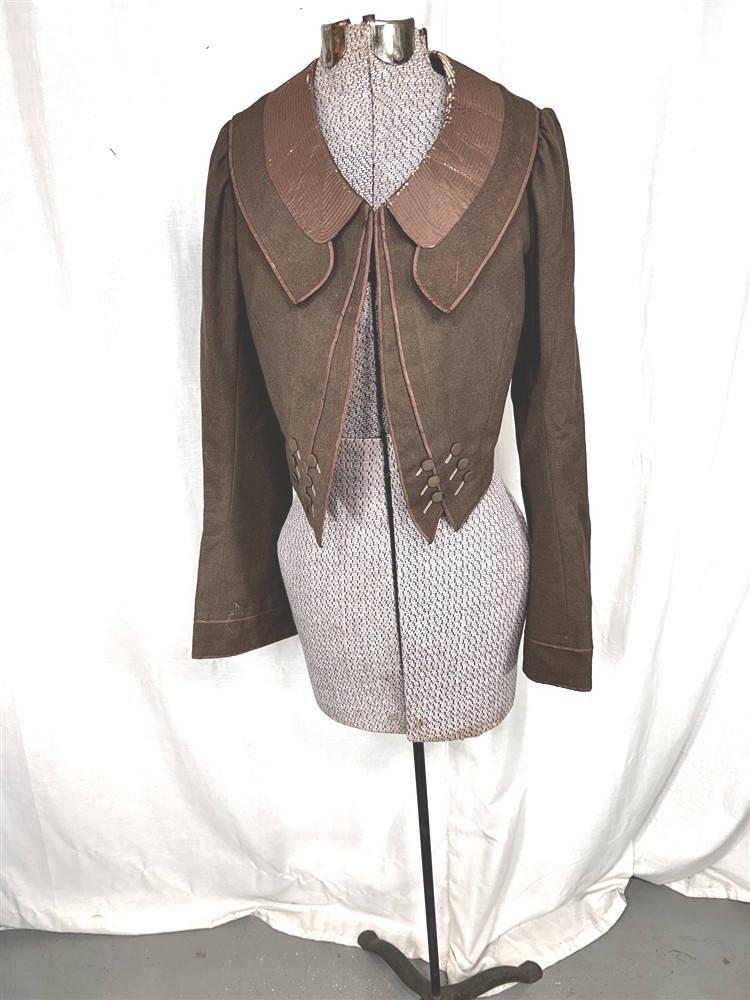 antique bodice jacket top short brown wool lined bust 32 original 1890
