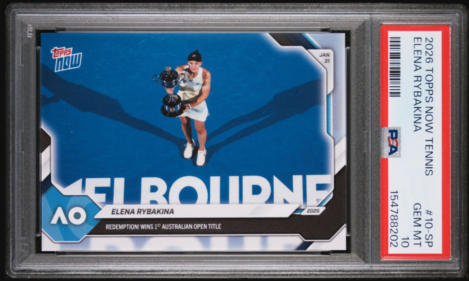 2026 Topps Now Tennis Elena Rybakina Wins 1st Austrailian Open SP #10-SP PSA 10 2026 Topps Now Tennis Elena Rybakina Wins 1st Austrailian Open SP #10-SP PSA 10