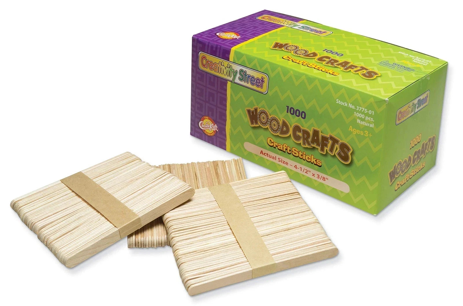 Creativity Street Premium Wood Craft Sticks, Natural, Pack of 1000, 4-1/2 X 3...