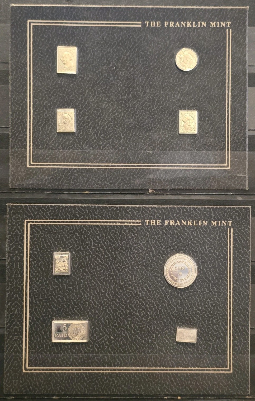 United States Franklin Mint Silver Reproduction Scott #1-2 + Rare Post Markings United States Franklin Mint Silver Reproduction Scott #1-2 + Rare Post Markings