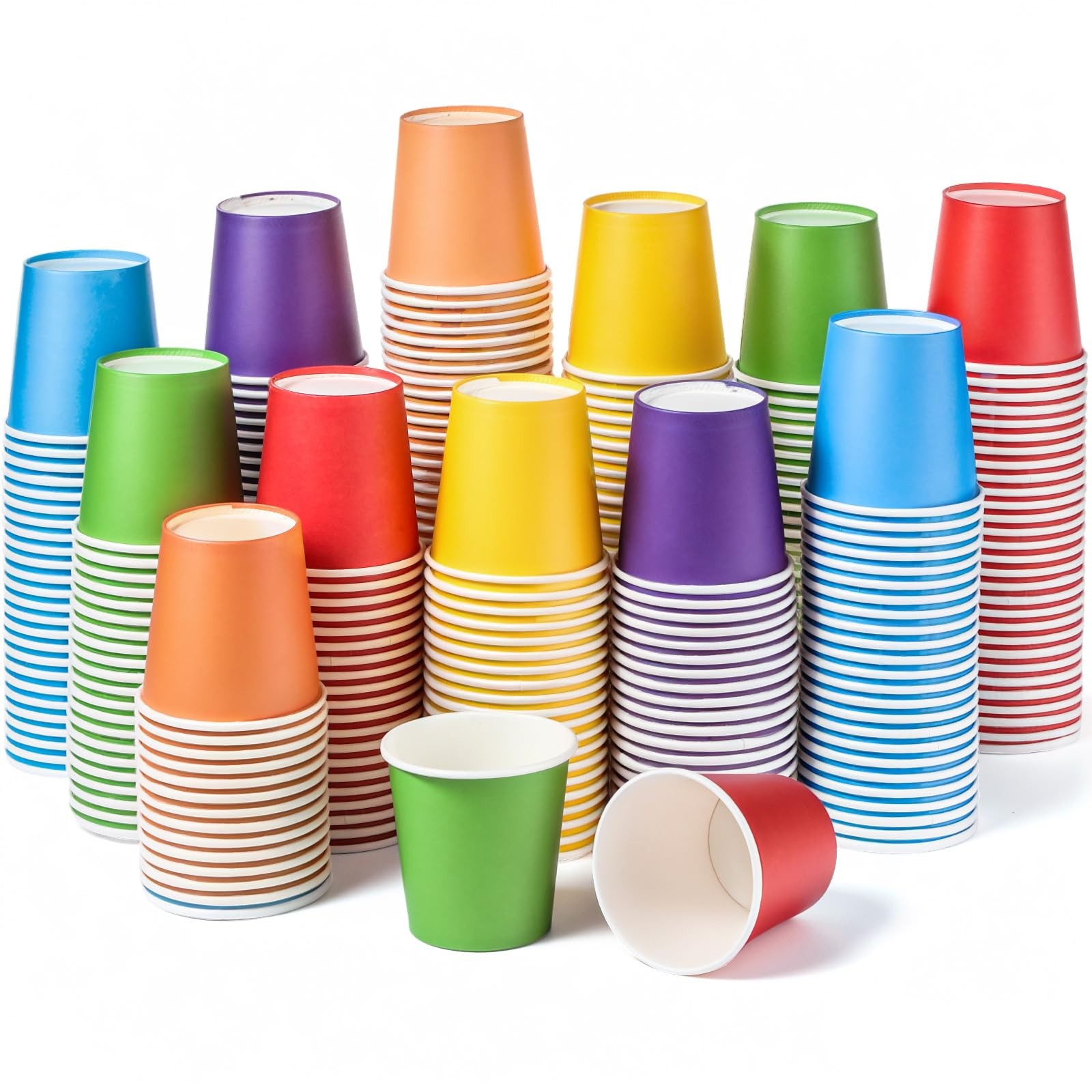 Sawysine 300 Pcs 5 oz Colored Paper Cups Summer Classic Style